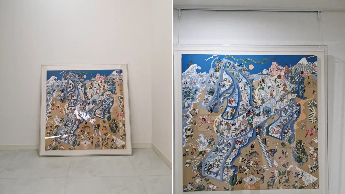 실제 대형 액자와 작품 레일 설치 전후 비교 사진 (검단 실제 작품 레일 설치 현장)